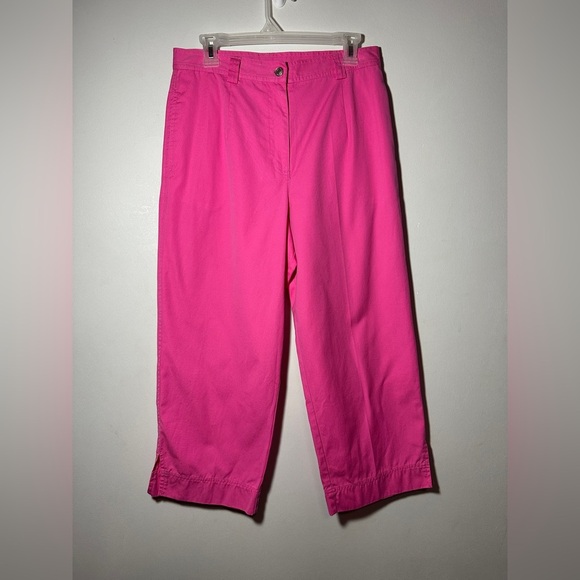 Pendleton Cotton Wide Leg Vibrant Pink Cropped Pants Size 12 - Picture 1 of 8